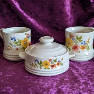 Floral Ceramic Mug and Sugar Bowl Set